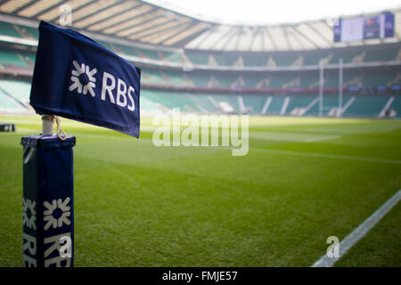 Twickenham, Londra, Regno Unito. Xii Mar, 2016. RBS 6 Nazioni campionati. Tra Inghilterra e Galles. Una vista generale di Twickenham Stadium passo prima del calcio d'inizio. Credito: Azione Sport Plus/Alamy Live News Foto Stock