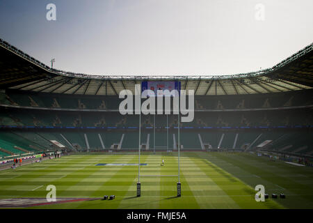 Twickenham, Londra, Regno Unito. Xii Mar, 2016. RBS 6 Nazioni campionati. Tra Inghilterra e Galles. Una vista generale di Twickenham Stadium prima del calcio d'inizio. Credito: Azione Sport Plus/Alamy Live News Foto Stock