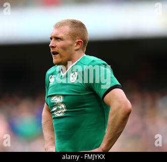 Aviva Stadium, Dublino, Irlanda. Xii Mar, 2016. RBS 6 Nazioni campionati. L'Irlanda contro l'Italia. Keith Earls (Irlanda). Credito: Azione Sport Plus/Alamy Live News Foto Stock