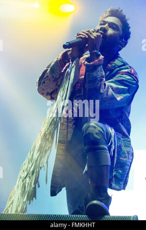 Okeechobee, Florida, Stati Uniti d'America. Mar 5, 2016. Il cantante MIGUEL si esibisce dal vivo a Okeechobee Music Festival di Okeechobee, Florida © Daniel DeSlover/ZUMA filo/Alamy Live News Foto Stock