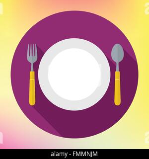 Cena piatto piastra forcella cucchiaio Illustrazione Vettoriale