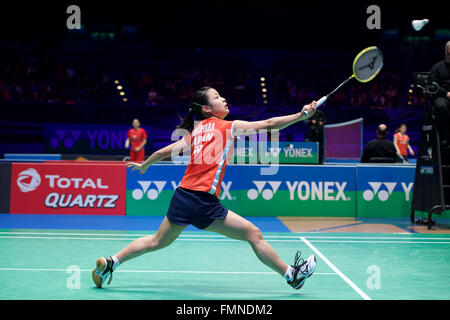 Barclaycard Arena, Birmingham, Regno Unito. Xii Mar, 2016. Overgrip Yonex All England Open Badminton Championships. Nozomi Okuhara, Giappone, Womens Semi Finale © Azione Sport Plus/Alamy Live News Foto Stock