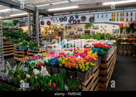 Mercato dei fiori di Amsterdam (Bloemenmarkt). Il mondo solo il mercato dei fiori galleggiante Foto Stock