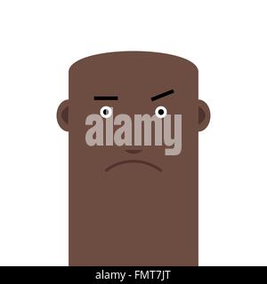 Faccia piana bald angry man avatar carattere vettoriale Illustrazione Vettoriale