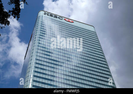 Una vista ravvicinata di HSBC Building a Canary Wharf Foto Stock