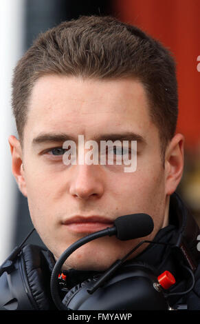 Belga di Formula Uno testdriver Stoffel Vandoorne della McLaren Honda visto durante una sessione di allenamento per il prossimo campionato di Formula Uno stagione sul circuito de Barcelona - Catalunya a Barcellona, Spagna, 22 febbraio 2016. Foto: Jens Buettner/dpa Foto Stock