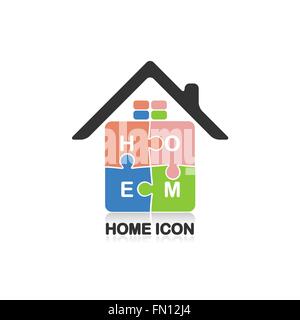 Immobiliare,logo creativo logo casa,astratto logo edifici,puzzle il simbolo home,icona home.illustrazione vettoriale Illustrazione Vettoriale
