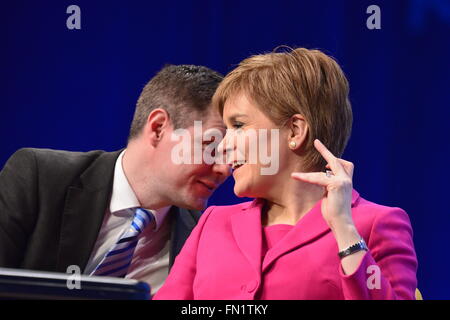 Glasgow, Scozia, GBR - 13 Marzo: Nicola Storione MSP - Primo ministro di Scozia e leader del partito - La giornata conclusiva del Partito nazionale scozzese (SNP) Conferenza di primavera che si è svolta domenica 13 marzo 2016 a Glasgow, in Scozia. Foto Stock