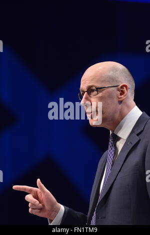 Glasgow, Scozia, GBR - 13 Marzo: John Swinney MSP - segretario delle finanze depute e leader del partito - La giornata conclusiva del Partito nazionale scozzese (SNP) Conferenza di primavera che si è svolta domenica 13 marzo 2016 a Glasgow, in Scozia. Foto Stock