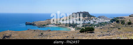 Vista panoramica sulla città di Lindos Foto Stock