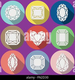 Gemme vettoriali set di icone Illustrazione Vettoriale