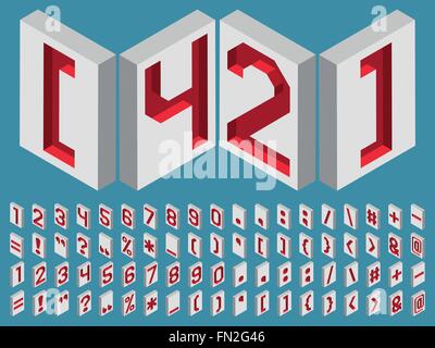 I numeri e i segni di punteggiatura isometrico. Illustrazione Vettoriale
