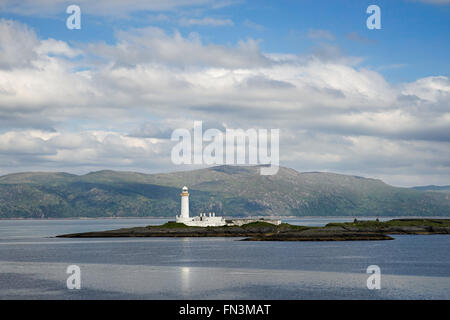 Lismore faro, sull'isola di Eilean Musdile, tra Oban e l'Isle of Mull, Argyll, Scotland, Regno Unito Foto Stock