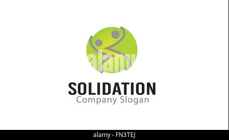 Illustrazione del simbolo del cerchio verde del logo della coppia creativa di due persone Illustrazione Vettoriale