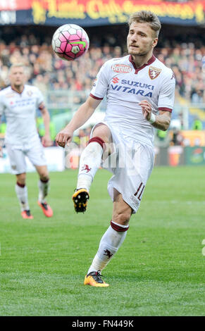 Genova, Italia. 13 Mar, 2016. Ciro immobile in azione durante la serie di una partita di calcio tra il Genoa CFC e Torino FC. Genoa CFC vince 3-2 su Torino FC. © Nicolò Campo/Pacific Press/Alamy Live News Foto Stock