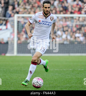 Genova, Italia. 13 Mar, 2016. Nikola Maksimovic in azione durante la serie di una partita di calcio tra il Genoa CFC e Torino FC. Genoa CFC vince 3-2 su Torino FC. © Nicolò Campo/Pacific Press/Alamy Live News Foto Stock