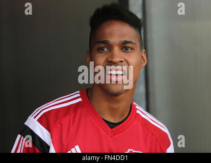 Leverkusen, Germania. 13 marzo, 2016. Il calcio Bundesliga, giornata 26, Leverkusen, Germania, 13.03.2016, Bayer 04 Leverkusen vs Hamburger SV: Wendell (Leverkusen). Credito: Juergen schwarz/Alamy Live News Foto Stock