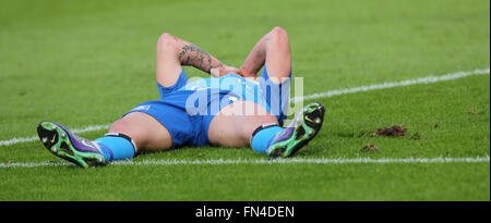 Leverkusen, Germania. 13 marzo, 2016. Il calcio Bundesliga, giornata 26, Leverkusen, Germania, 13.03.2016, Bayer 04 Leverkusen vs Hamburger SV: Lewis Holtby (Amburgo). Credito: Juergen schwarz/Alamy Live News Foto Stock