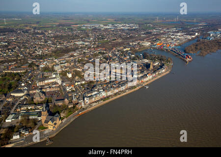 Vista aerea, Reno, Emmerich, Reno, Emmerich, regione del Basso Reno, Renania settentrionale-Vestfalia, Germania, Europa, antenna Foto Stock