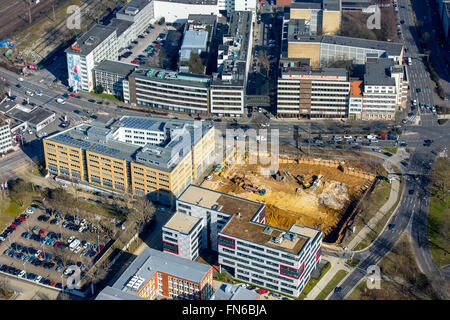 Vista aerea, Friedrichstrasse, Essen, Europa Center e WAZ sito e posizione di pubblicazione, WAZ staff editoriale Essen,editoriale NRZ Foto Stock