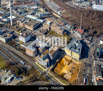 Vista aerea, Friedrichstrasse, Essen, Europa Center e WAZ sito e posizione di pubblicazione, WAZ staff editoriale Essen,editoriale NRZ Foto Stock