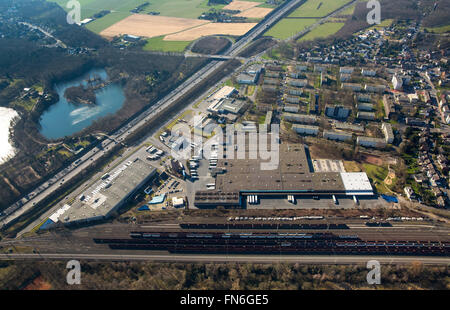 Vista aerea, EDEKA terreno, sede del gruppo EDEKA in Moers, discount, Ruhrorter road Chemnitzer Straße, Moers Foto Stock