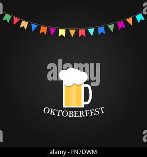 Festa della birra. Bicchiere di birra su una lavagna. Illustrazione Vettoriale