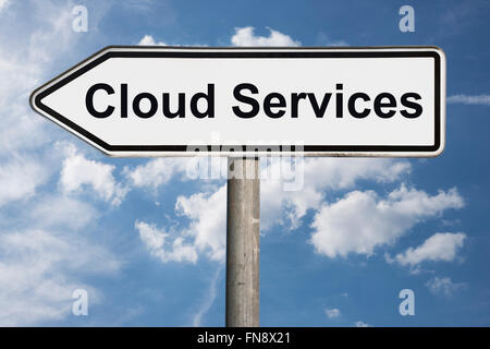 Dettaglio foto di un cartello con il titolo Cloud-Services Foto Stock