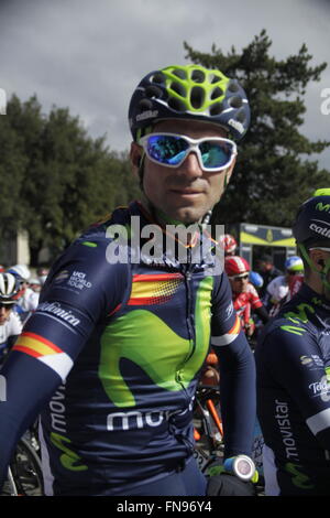 Castelnouovo val di Cecica, italia,xi mar 2016 Alejandro Valverde au Départ de la 3eme étape de Tirreno - Adriattic 2016 Foto Stock