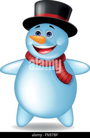 Pupazzo di neve divertente cartone animato Illustrazione Vettoriale