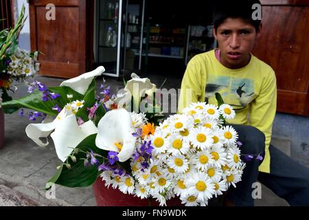 Fiori - stallo ' La Samaritana Square ' di HUANCABAMBA. Dipartimento di Piura .PERÙ Foto Stock