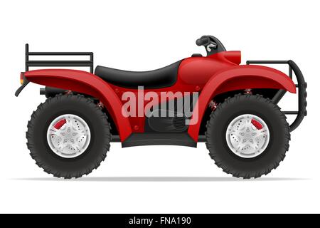 Moto atv su quattro ruote fuori strada illustrazione vettoriale isolati su sfondo bianco Illustrazione Vettoriale