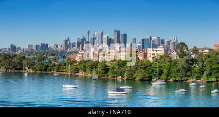 Sydney visto da Mosman Bay Foto Stock