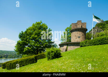 Deutschland, Bad Honnef, Rhöndorf, Ulanendenkmal unterhalb des Drachenfels am Rheinsteig. Ein Denkmal für die im Ersten Weltkrie Foto Stock