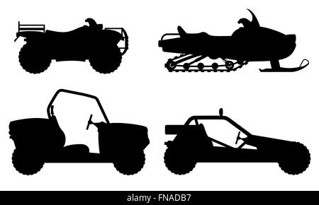 Le icone di set di atv automobile fuori strada illustrazione vettoriale isolati su sfondo bianco Illustrazione Vettoriale