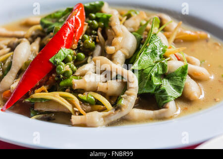 Thailandia i funghi alimentari con zenzero peperoncino . Foto Stock