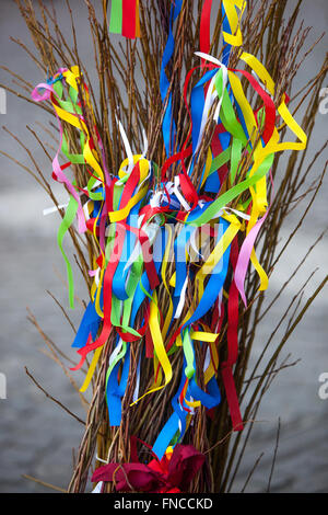 Wicker frusta di Pasqua in vendita, Praga, Repubblica Ceca Willow Wicker Foto Stock