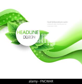 Vettore eco di foglie e di onda verde Illustrazione Vettoriale