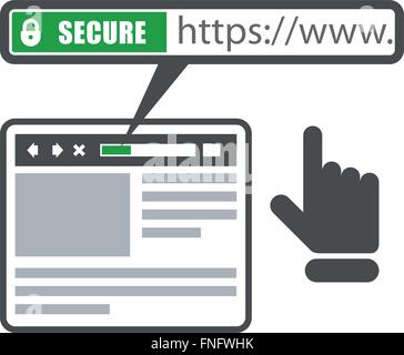 Pagamento online sicuro icona - barra verde con SSL e il browser Illustrazione Vettoriale