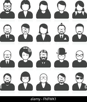 La gente semplice avatar e userpics con stile differente e taglio di capelli Illustrazione Vettoriale