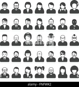 La gente di avatar e userpics in stile differente e taglio di capelli Illustrazione Vettoriale