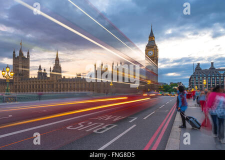 Occupato turistico a Big Ben Foto Stock