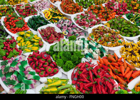 Varietà di frutta e verdura magneti per il frigo in vendita Foto Stock