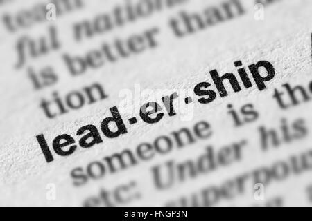 Definizione di Leadership parola testo nella pagina del dizionario Foto Stock