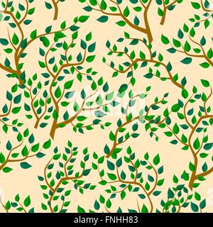 Sfondo senza giunture con foglie di albero Illustrazione Vettoriale