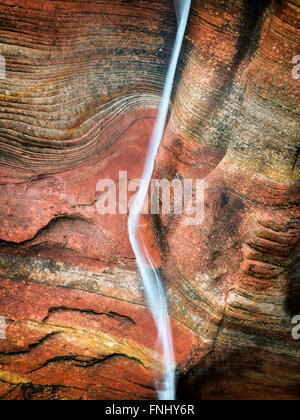 Un flusso della durata di poche ore dopo un acquazzone nel Parco Nazionale di Zion, Utah Foto Stock