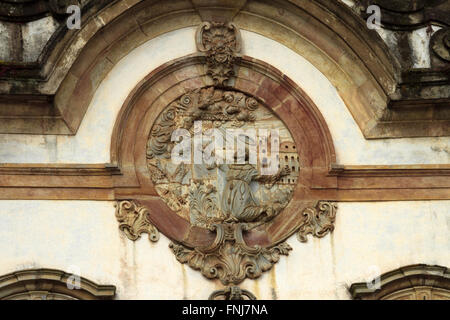 Close-up di San Francesco che riceve le stimmate, Chiesa di San Francesco di Assisi a Ouro Preto Foto Stock
