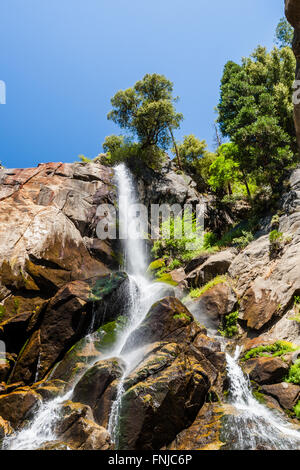 Grizzly Falls è probabilmente il più attraenti in cascata su un tipico banco nel Cedar Grove sezione di Sequoia National Fores Foto Stock