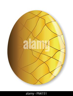 Incrinature del golden uovo di pasqua isolato su uno sfondo bianco Illustrazione Vettoriale