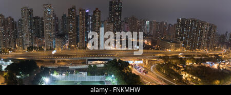 Hong Kong area povera di notte Foto Stock